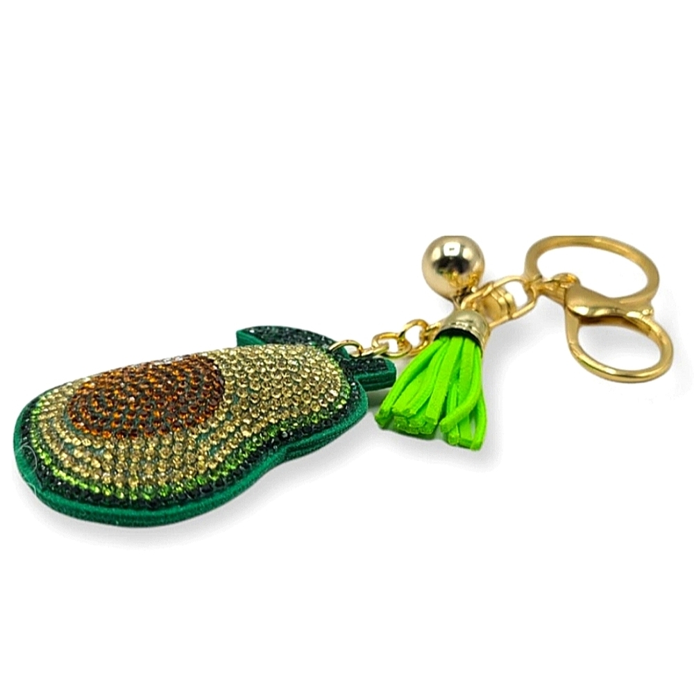 Avocado Plush Rhinestone Keychain - Picture 2 of 3